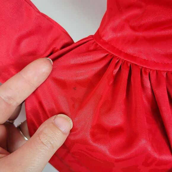 Vintage 80s Red Long Sleeve Rouched Dress - Picture 5 of 8